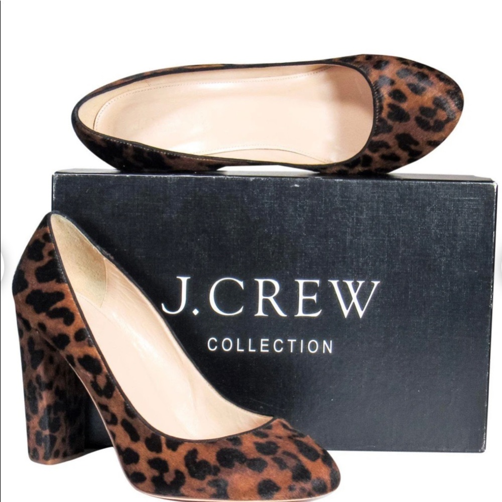 J.Crew Collection Calf Hair Leopard Etta Block Heel